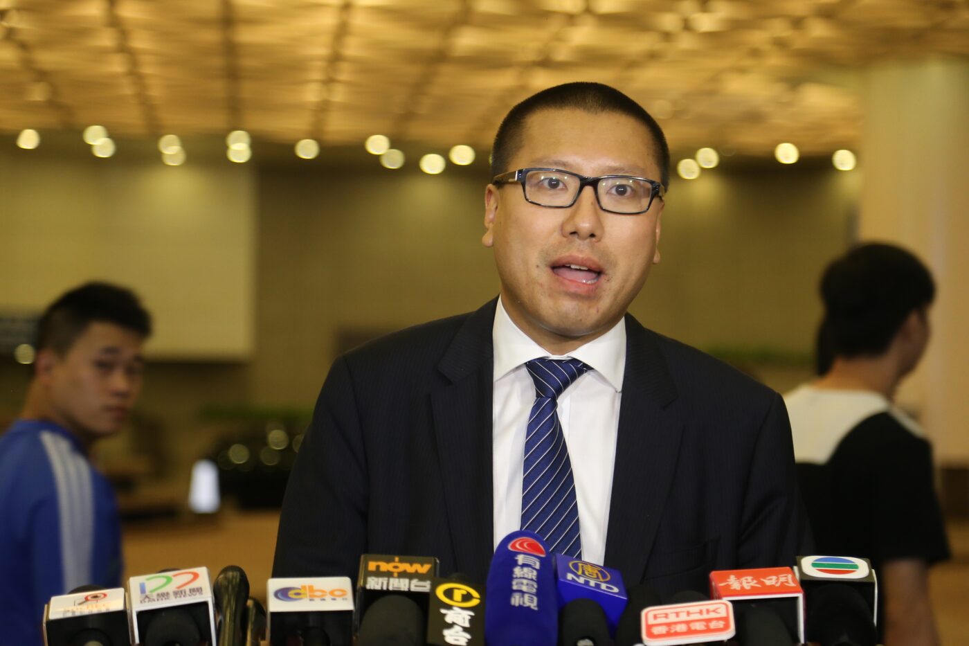 Kevin Yam speaking to reporters in 2015