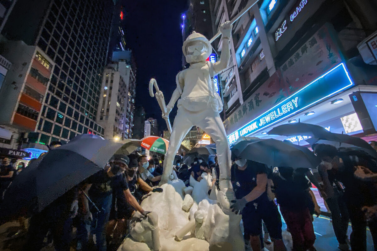 Lady Liberty Hong Kong among protesters, October 2019